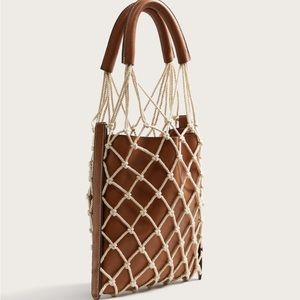 Mango woven net brown bag